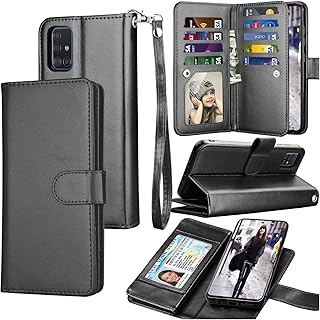 Galaxy A71 Case, [4G Version] Galaxy A71 Wallet Case, Tekcoo Luxury PU Leather Cash Credit Card Slots Holder Carrying Folio Flip Cover [Detachable Magnetic Hard Case] Kickstand for Samsung A71 [Black]
