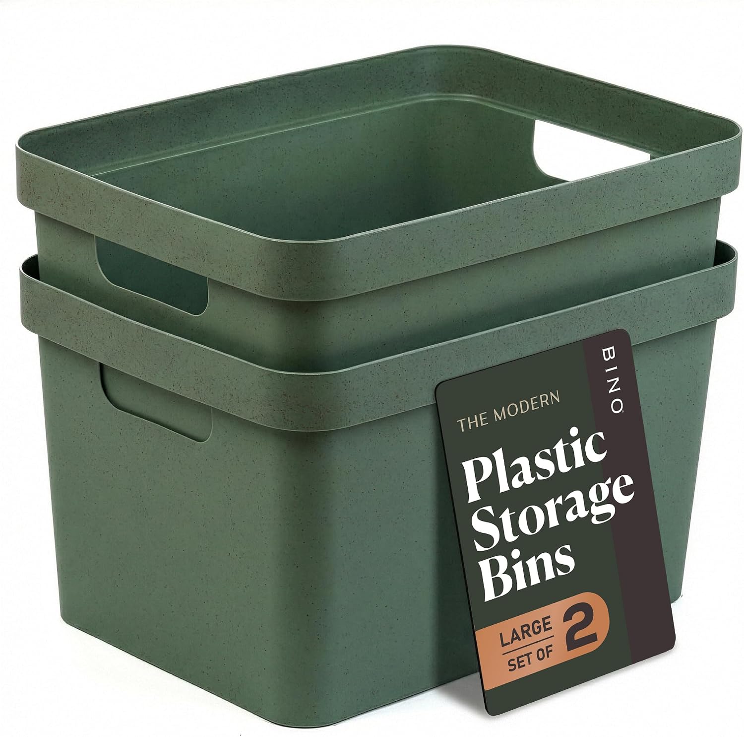 BINO | Plastic Storage Bins, 16 Liter - 2 Pack, Sage | THE MODERN COLLECTION | Plastic Bins for Organization | Woven Storage Baskets for Organizing | Pantry Shelf Organizer Basket Container Bin