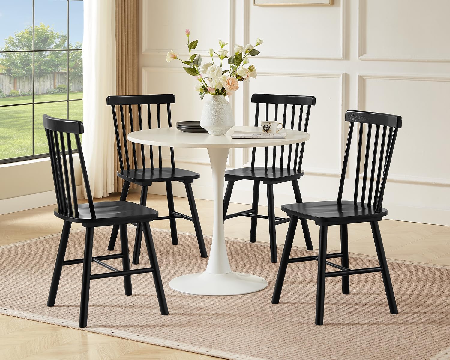 Amazon.com: PrimeZone Windsor Dining Chairs Set of 4 - Solid