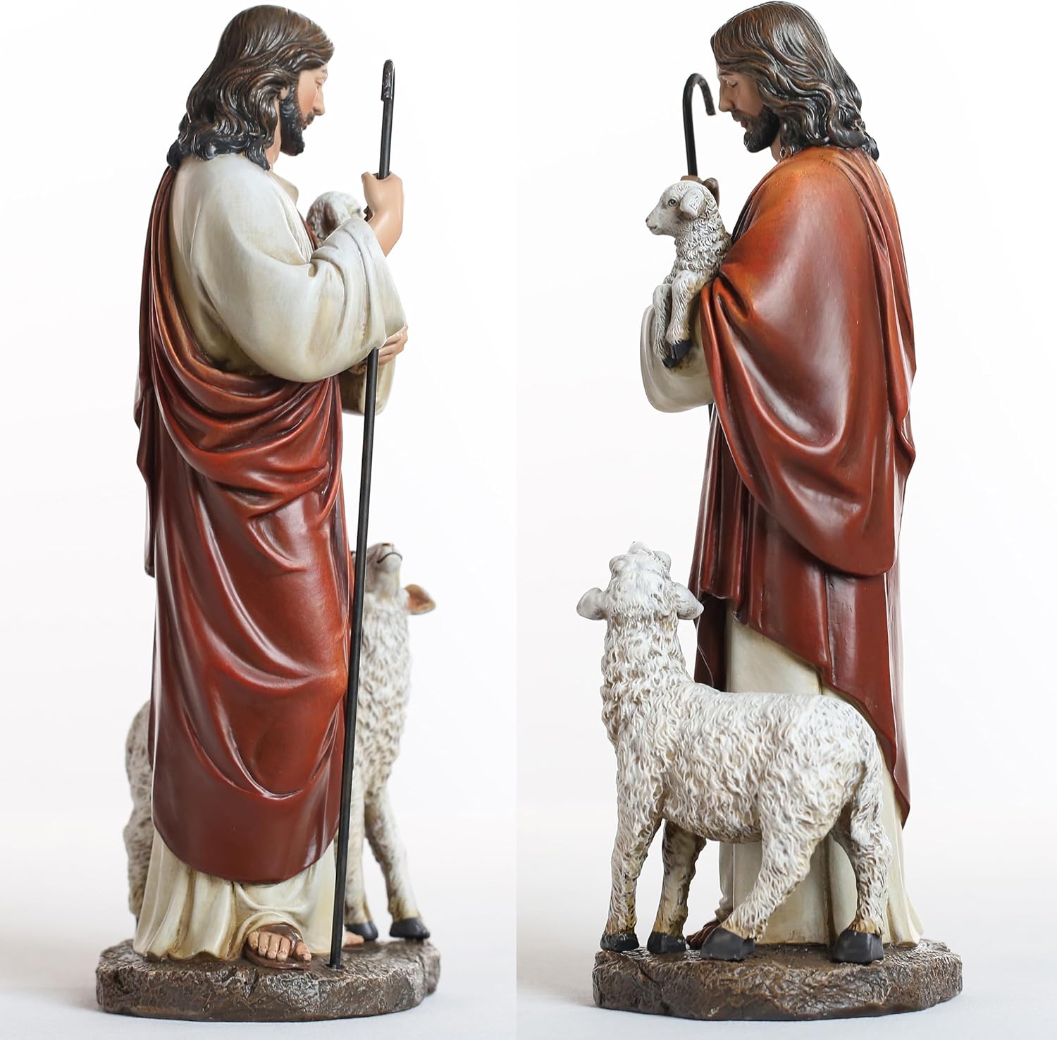 BC Catholic The Good Shepherd Statue, 11.8" H Christ Jesus Figure, Grace, Hope, and Guidance Home Decor, Religious Gift, Classical Renaissance Sculpture Hand Painted by Buildclassic - Image 5