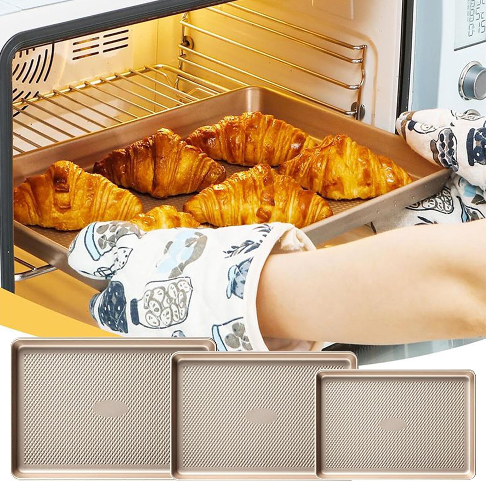Lot de 3 moules à pâtisserie pour four - En acier inoxydable - Demi-quart - Feuilles de gel - Équipement de cuisine durable pour une utilisation quotidienne dans la cuisine, les réunions d'appartement