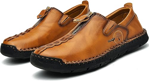 Miniatura 7 de Shaire Zapatos casuales de cuero sin cordones para hombre, zapatos cómodos y transpirables para caminar para hombres