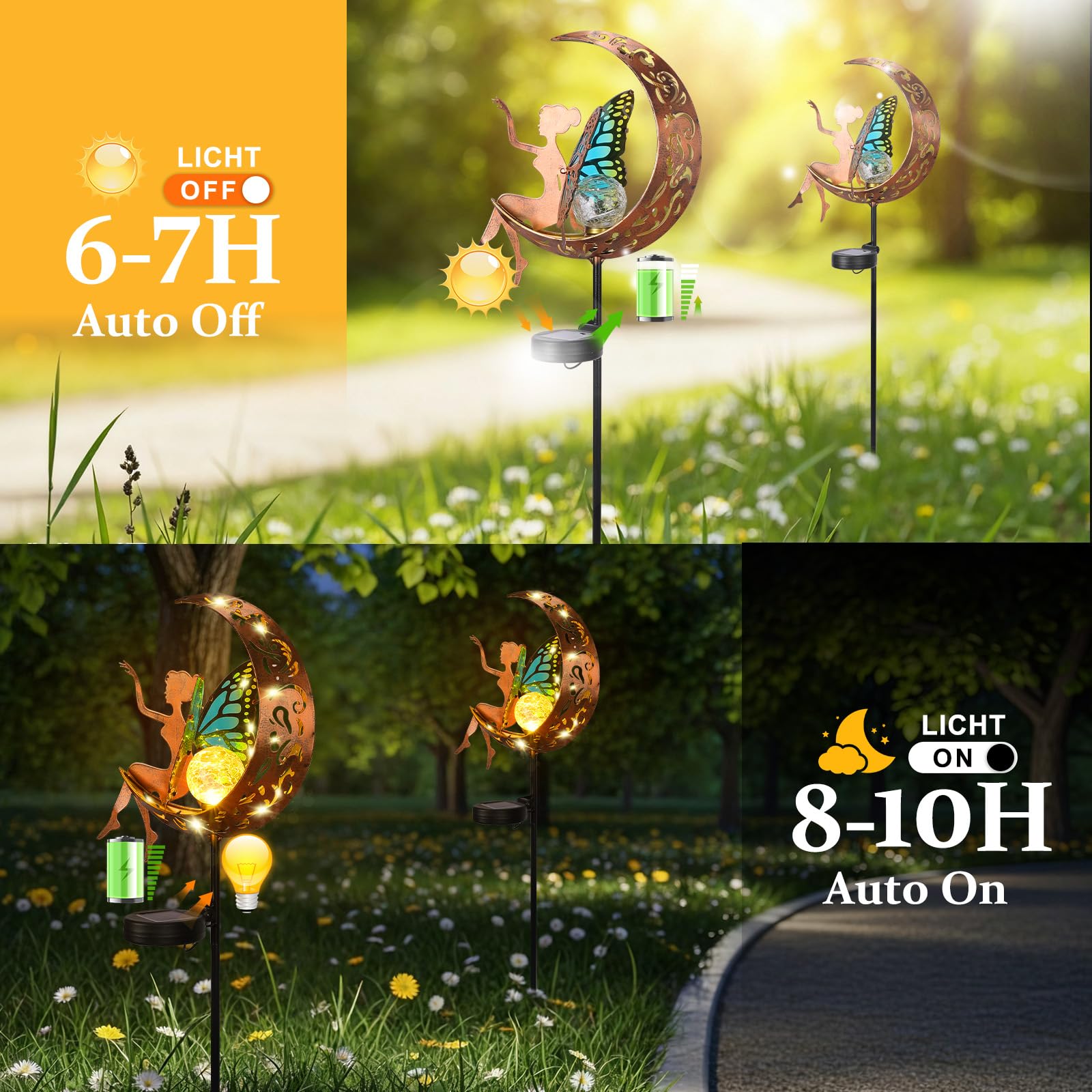 ZKLiLi Outdoor Solar Fairy Garden Light, Outdoor Garden Fairy Decor Décorations imperméables de lanterne suspendue pour Patio Yard Porch Lawn Pathway Statues de passerelle Cadeaux de décor extérieur