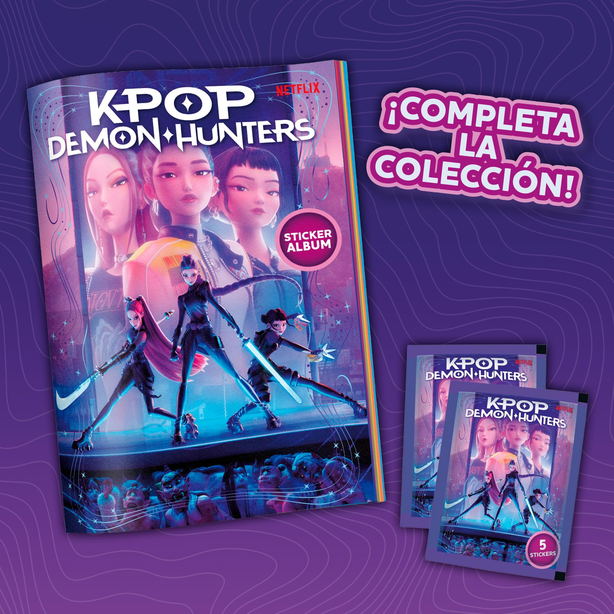 Bizak KPOP Demon Hunters Stickers Cards Caja 40 Sobres,200 stickers de colección oficial inspirada en película,stickers especiales troquelados y holográficos para coleccionar e intercambiar (64395100) - 4