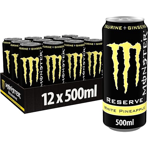 Monster Energy Reserve White Pineapple - koffeinhaltiger Energy Drink mit fruchtigem Zuckerhut-Ananas-Geschmack - in praktischen Einweg Dosen (12 x 500 ml) - Ananas - 500 ml (12er Pack)