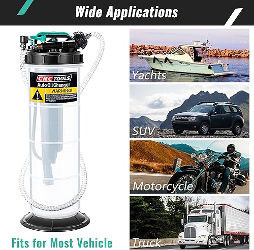 Miniatura 6 de Estune Extractor de líquido neumático manual de 2 galones7.5 L, bomba extractora de aceite automotriz, cambiador de vacío de aceite con 5 mangueras