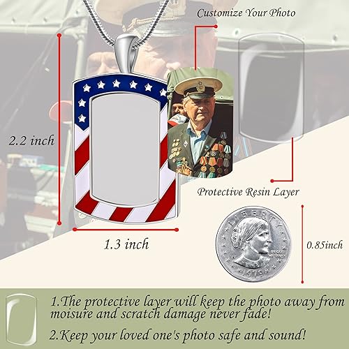 Miniatura 2 de Bivei Custom Photo Dog Tag Necklace Personalized Memorial Necklace with Picture for Men & Women Customized Stainless Steel Jewelry Gift