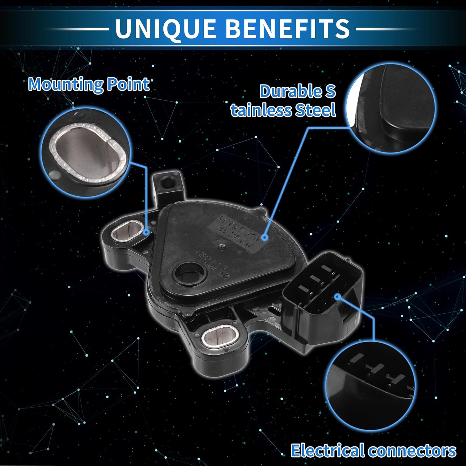 Transmission Range Sensor Neutral Safety Multifunction Switch Compatible for Mitsubishi Eclipse 2006-2012, Durable Plastic Metal Black