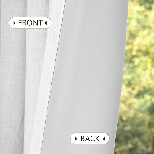 Miniatura 4 de Cortinas opacas para dormitorio, cortinas de lino de 96 pulgadas de largo, con aislamiento térmico y reducción de ruido, cortinas plisadas para