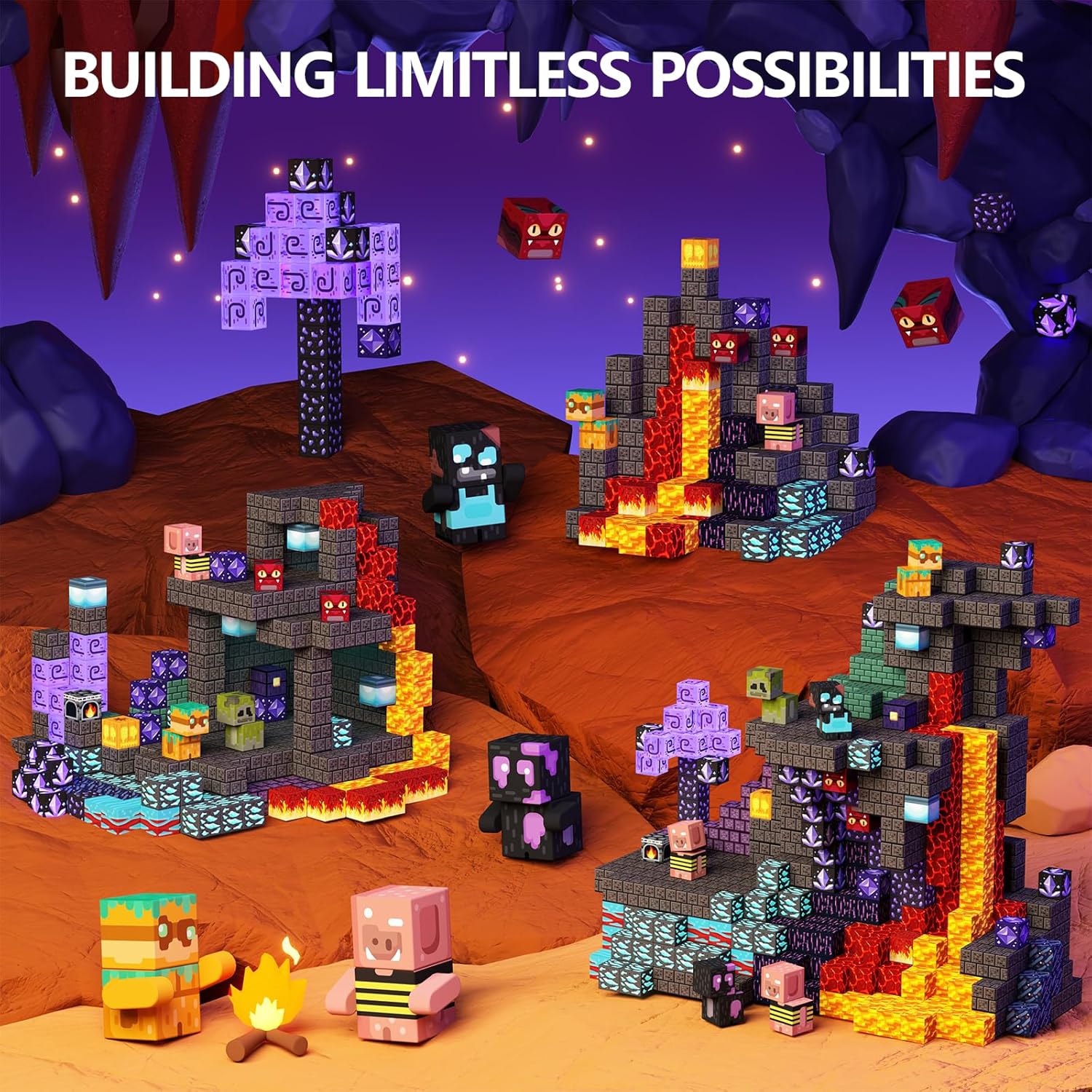 GobiDex 200PCS Magnetic Blocks Kids Building Toys for Boys Girls 3+, Game-Based Build MagWonder with Magnet Construction Toys, STEM Sensory Gift for Birthday Cave-200pcs image 6 of 7 B0DWMYM7Z8