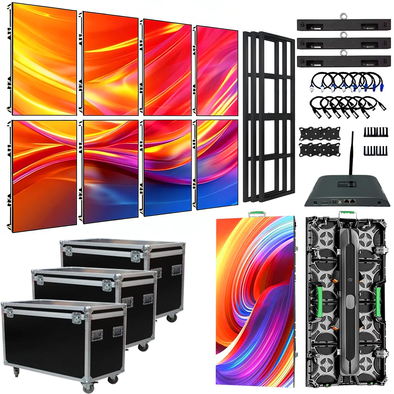 Portable LED Display Wall Panel | P1.8 P2.9 P3.91 P4.81|3840Hz High Refresh, IP65 Waterproof Cabinet | LED Video Wall Screen for Wedding Party Concert Event Advertising Show Stage Event Rental