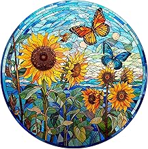 Rompecabezas de Madera Para Adultos,300 Piezas Girasol de Vidrieras Irregulares Puzzle de Madera,Puzzles Para Adultos Con Caja de Regalo,Regalos De Vacaciones,Decoración Del Hogar
