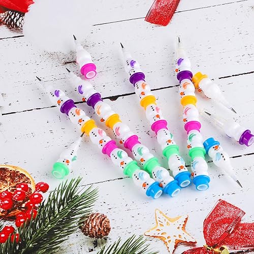 Miniatura 3 de Aneco 36 lápices de muñeco de nieve apilables de Navidad, lápices de plástico con forma de muñeco de nieve de Navidad, recuerdos de fiesta de