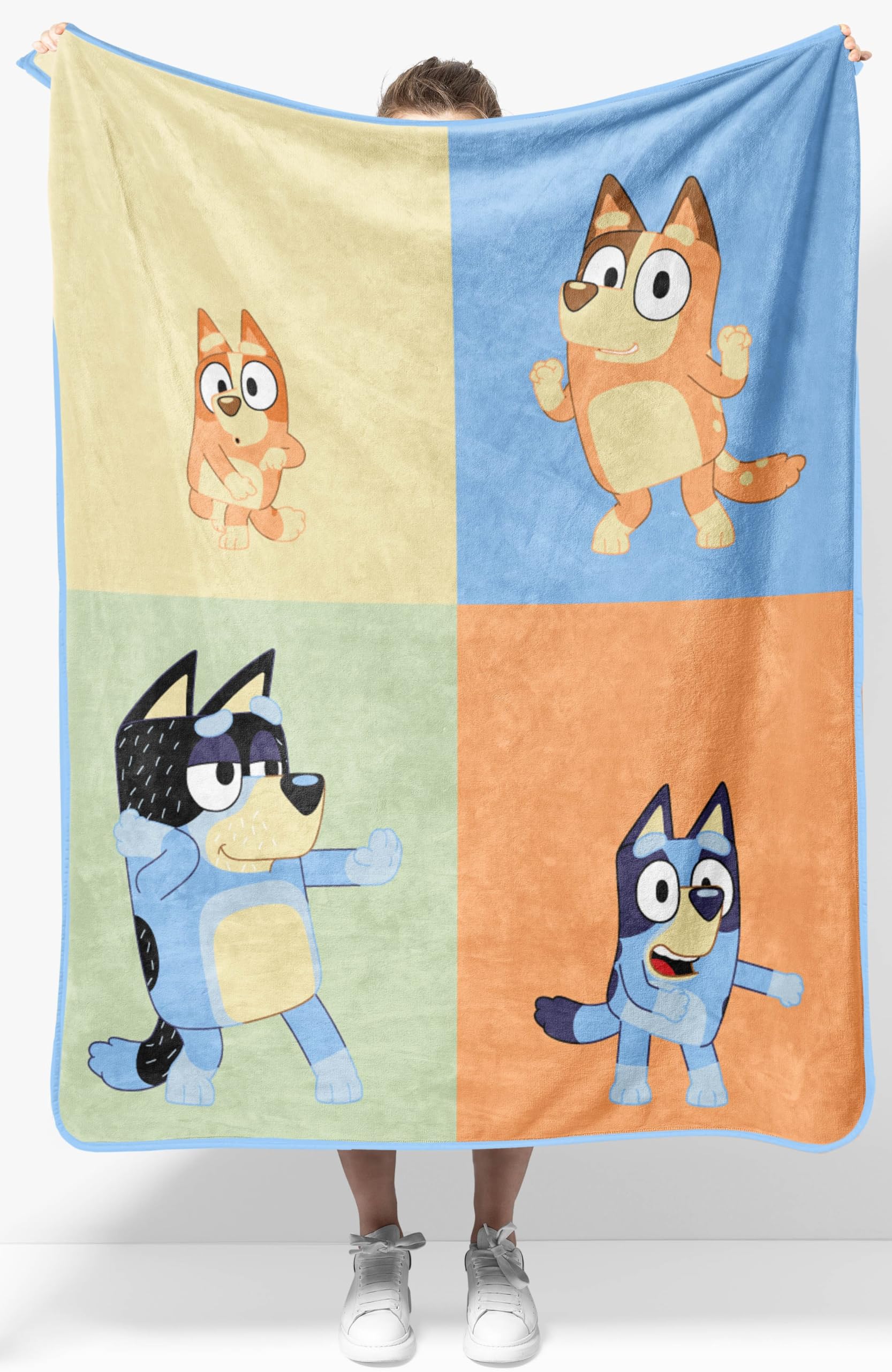 Jay Franco Kids Plush Throw Blanket – Soft & Comfy Throw for Couch or Bed – Cozy Home Décor for Living Room & Bedroom, Multi - Bluey, 40x50 - Travel Blanket