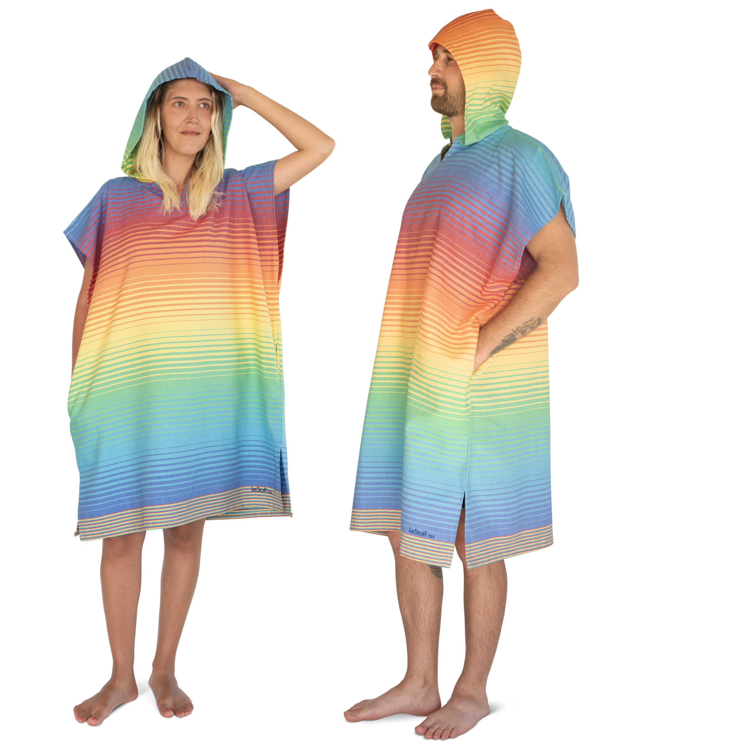 LeStoff Poncho surfingowe, 100% bawełna organiczna, Tęczowy, S/M