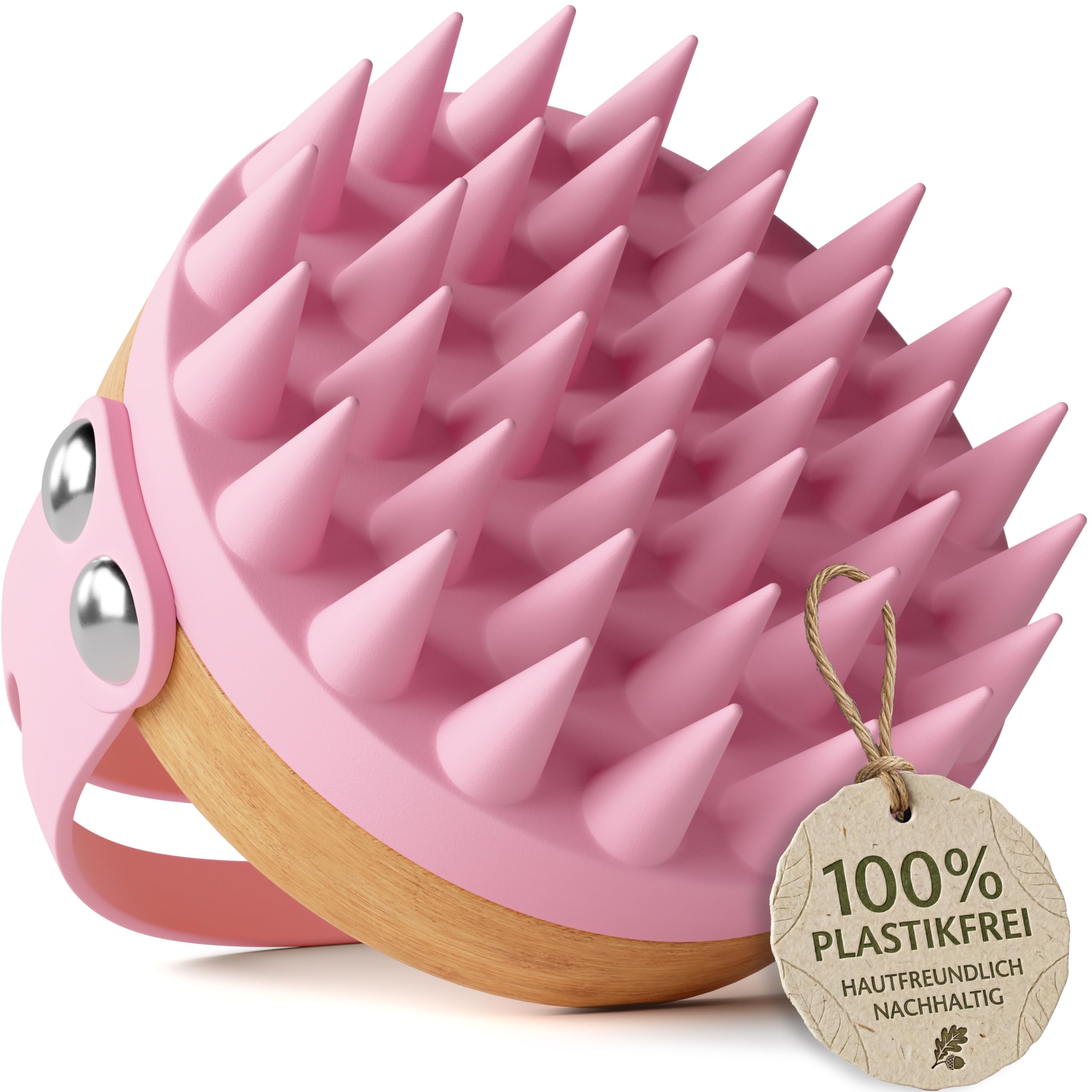 HELDSON® Premium Kopfhaut Massagebürste - FSC®100% - Kopfmassage Bürste - Scalp Massager Brush - Haar Massagebürste Haare - Hair Care Kopfhaut Peeling - Kopf Massage - Scalp Scrub [Perlrosa]