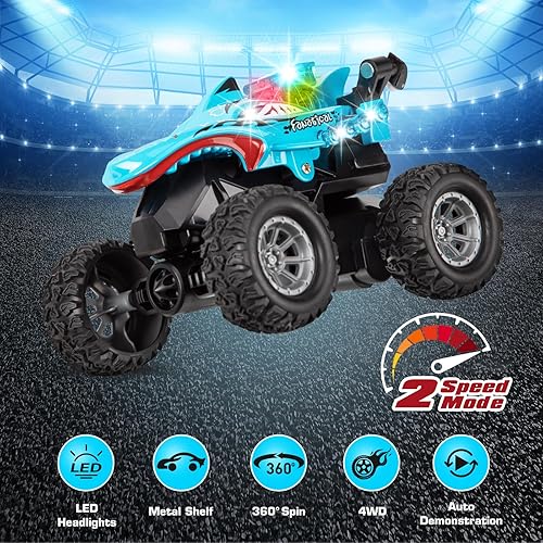 Miniatura 3 de TOHIBEE Auto a control remoto, juguete de camión monstruo de 2.4 GHz con faro para niños de 3, 4, 5, 6, 7, 8, carcasa de metal, juguetes para niños