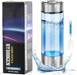 QUENTRO Hydrogen Water Generator Bottles – 3Min Rapid Hydrogenation 1680 PPB, SPE PEM Technology, Portable 420ml Rechargeable Ionizer Machine, Health Care Gift for Home, Office, Sports (Silver)