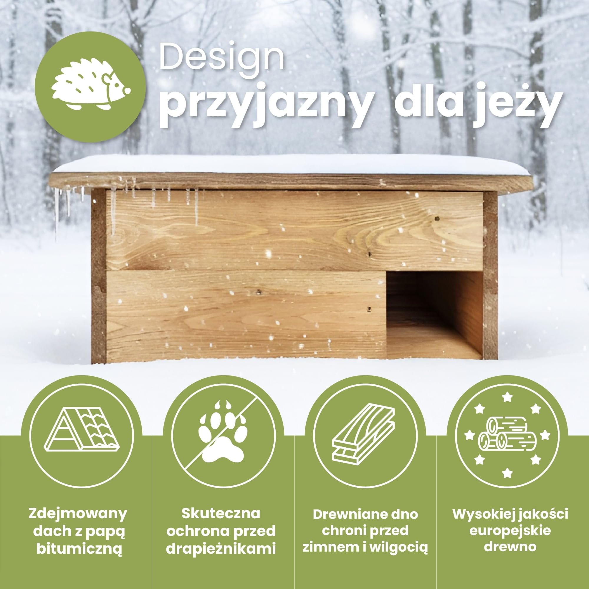 PATKAR Domek dla jeży mrozoodporny z podłożem [chroni przed drobnoustrojami] – karmnik dla jeży premium (Made in Europe) – wysokiej jakości domek dla jeży – domek dla jeży – domek dla jeży