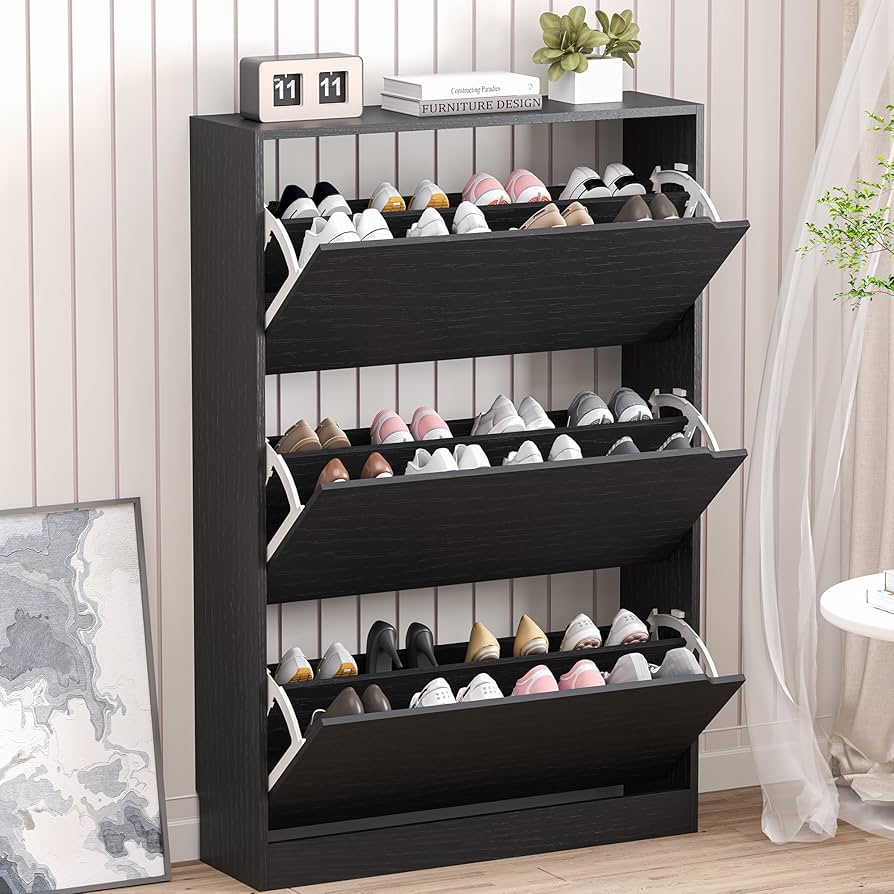 Amazon.com: BORNOON Shoe Storage Cabinet with 3 Flip Drawers