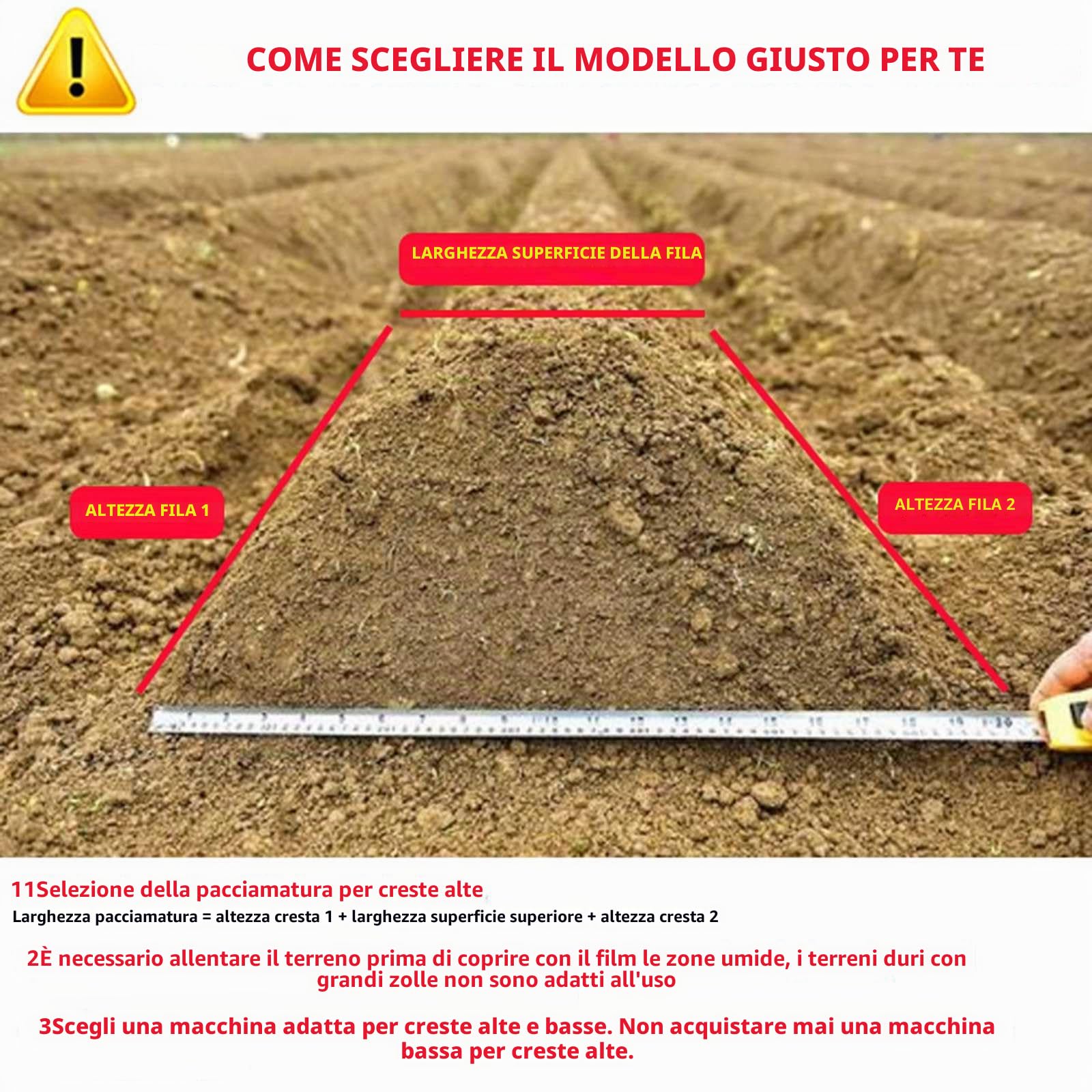 Macchina per Film di Pacciamatura a Trazione Manuale, Macchina per Pacciamatura a Profondità Regolabile per Serre, Giardini e Frutteti