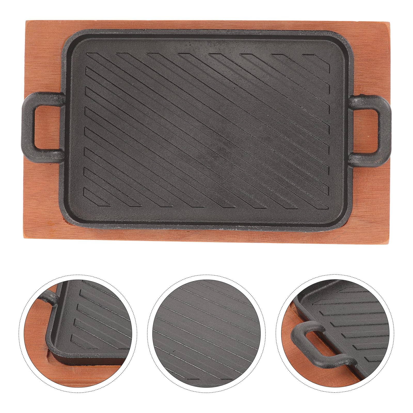 jojofuny Plancha para Parrilla de Gas de Hierro Fundido Doble Asa, Sartén para Barbacoa y Cocina, Uso en Exteriores y Camping, Rectangular y Resistente