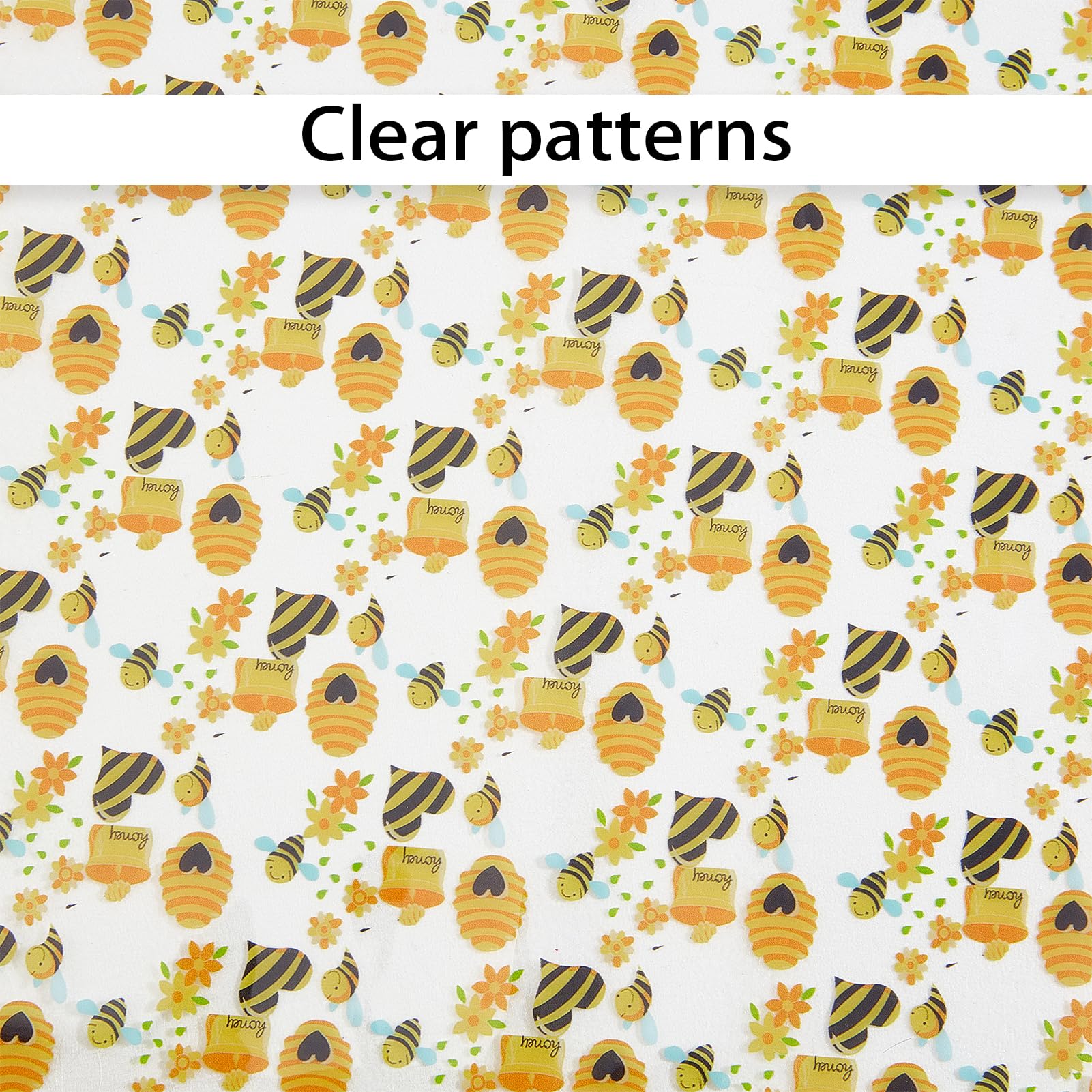 letsinstyle Bee Printed TPU Jelly Faux Leather Fabric, 11.8 x 47.2 Inch Clear TPU Vinyl Sheets - Image 3