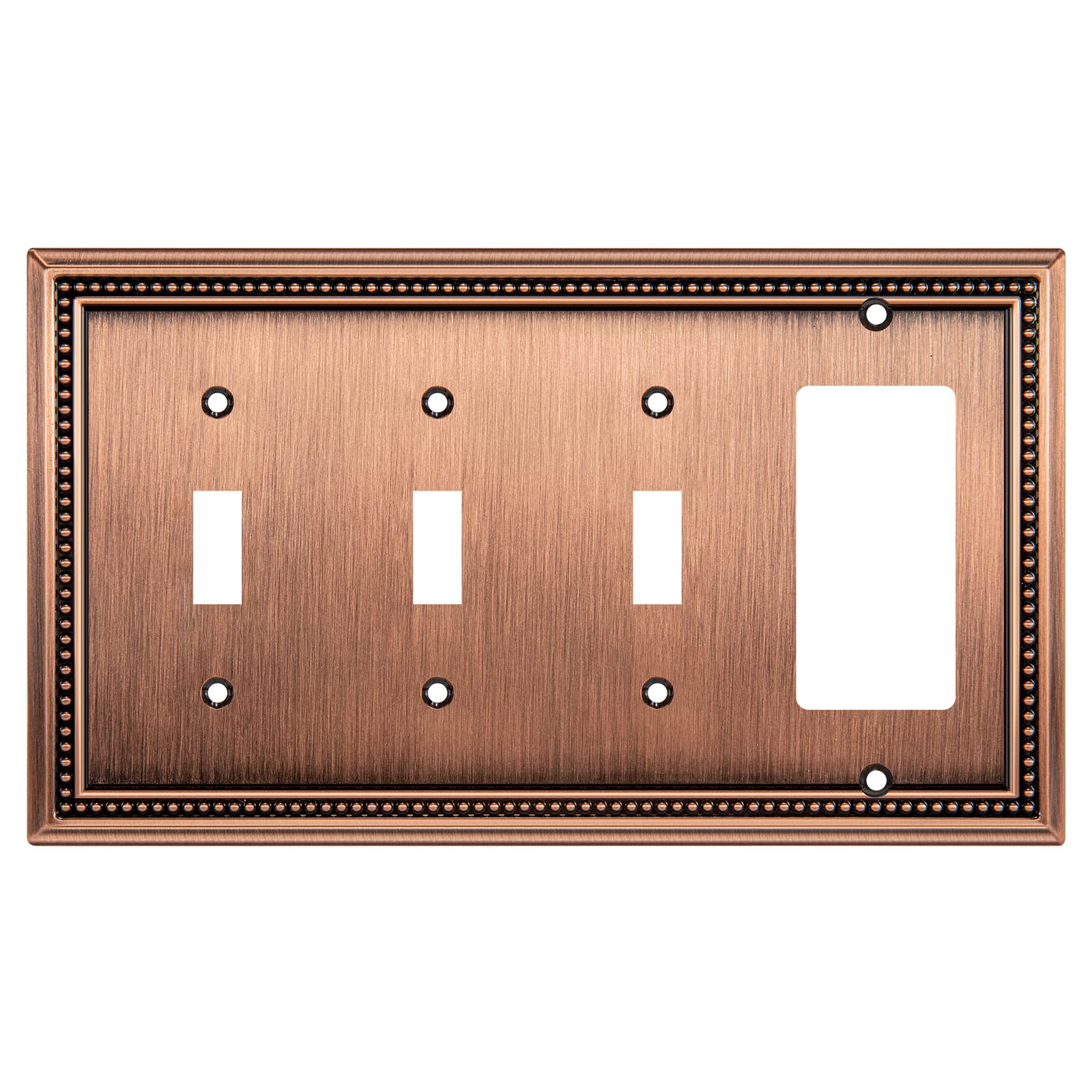 Henne Bery Sunken Pearls Heavy Duty Decorative Wall Plate Switch Plate Outlet Cover (Triple Toggle/Single Decorator, Antique Copper)