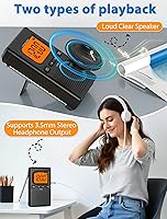 Vista 4 de 2000mAh Rechargeable AM FM Radio with Bluetooth Portable Transistor Pocket Radio with Best Reception Digital Tuning, Flashlight,LCD Screen,Earphone