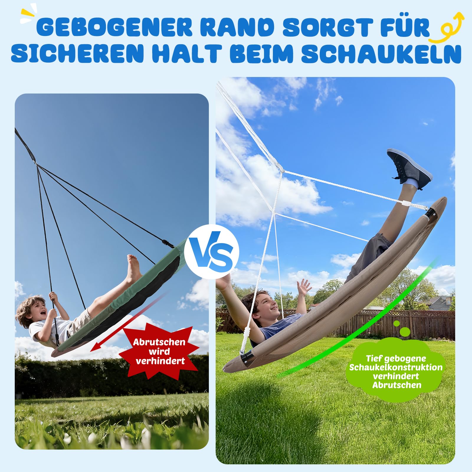 Trekassy 320KG Nestschaukel Set 152cm XXL Hängeschaukel Mit 2 Stücke 3 Meter Schaukel Gurten belastbaren 700KG, wasserdichte Baumschaukel Outdoor & Indoor für Mehr Kinder & Erwachsene Sand