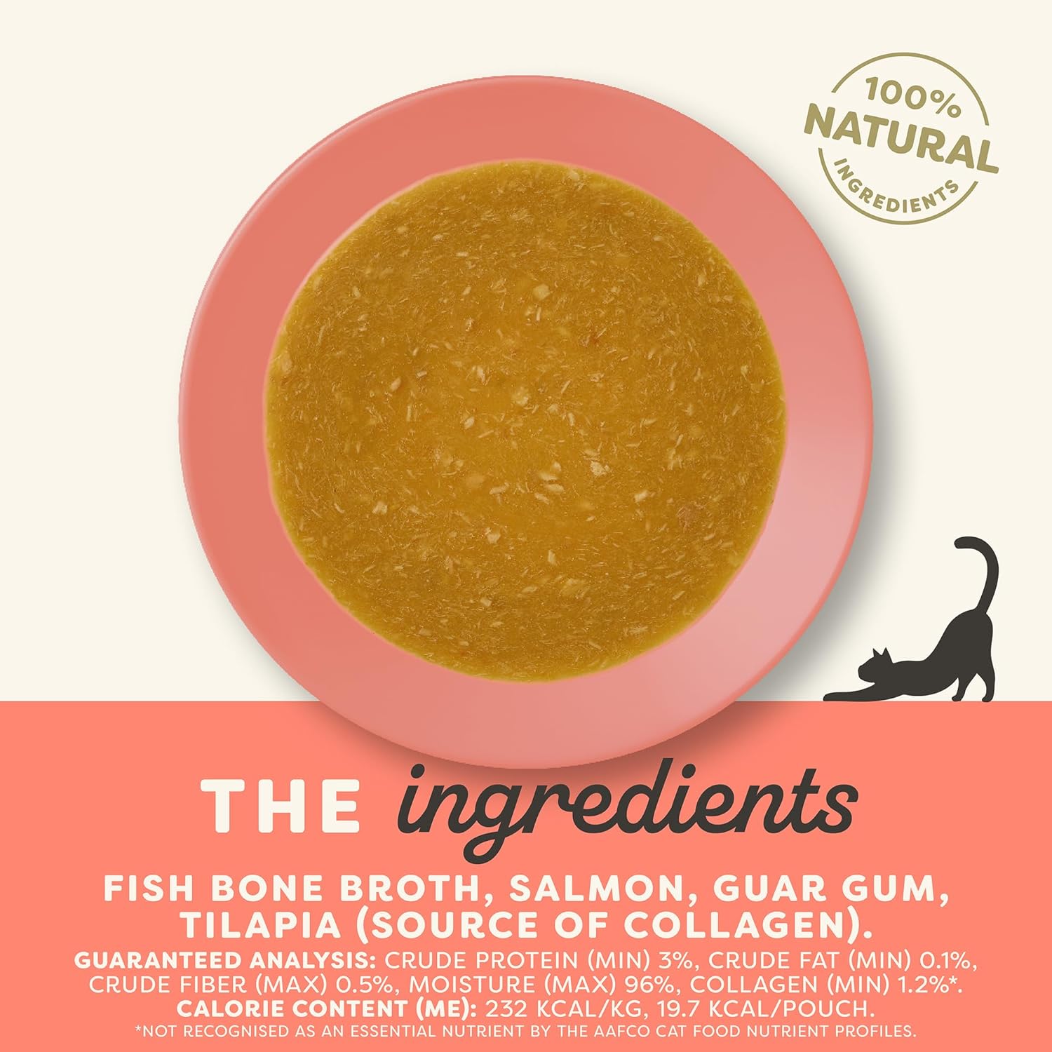 Applaws Natural Wet Cat Food in Topper, Limited and Natural Ingredients, High Protein with No Artificial Additives, Fish Bone Broth with Salmon (12 x 3oz Resealable Spout Pouches)