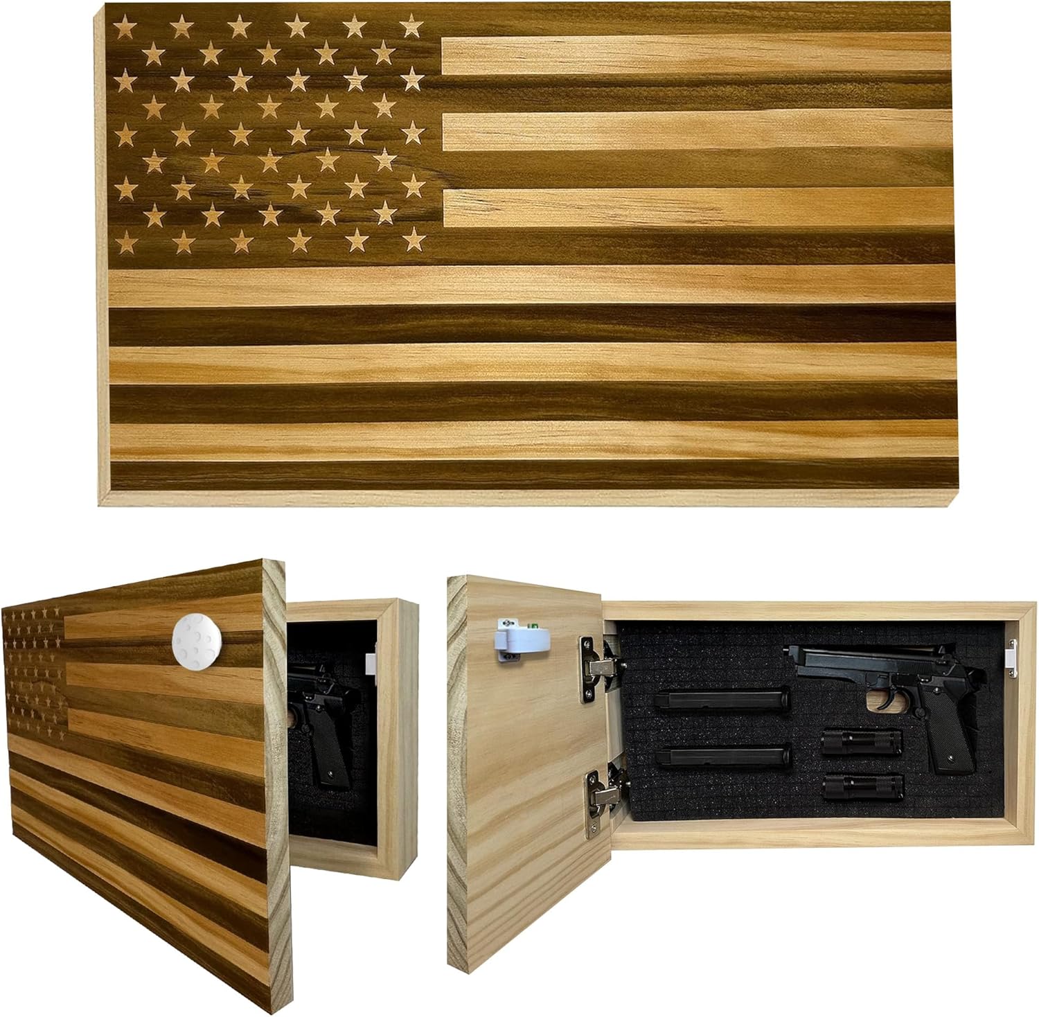 American Flag Hidden Gun Safe - Quick Access Shelf