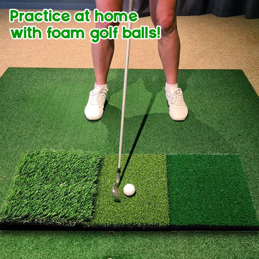 Esterilla de golf 3 en 1, 60 x 30 cm, esterilla de práctica de golf con superficies ásperas y de calle, entrenamiento de entrenamiento