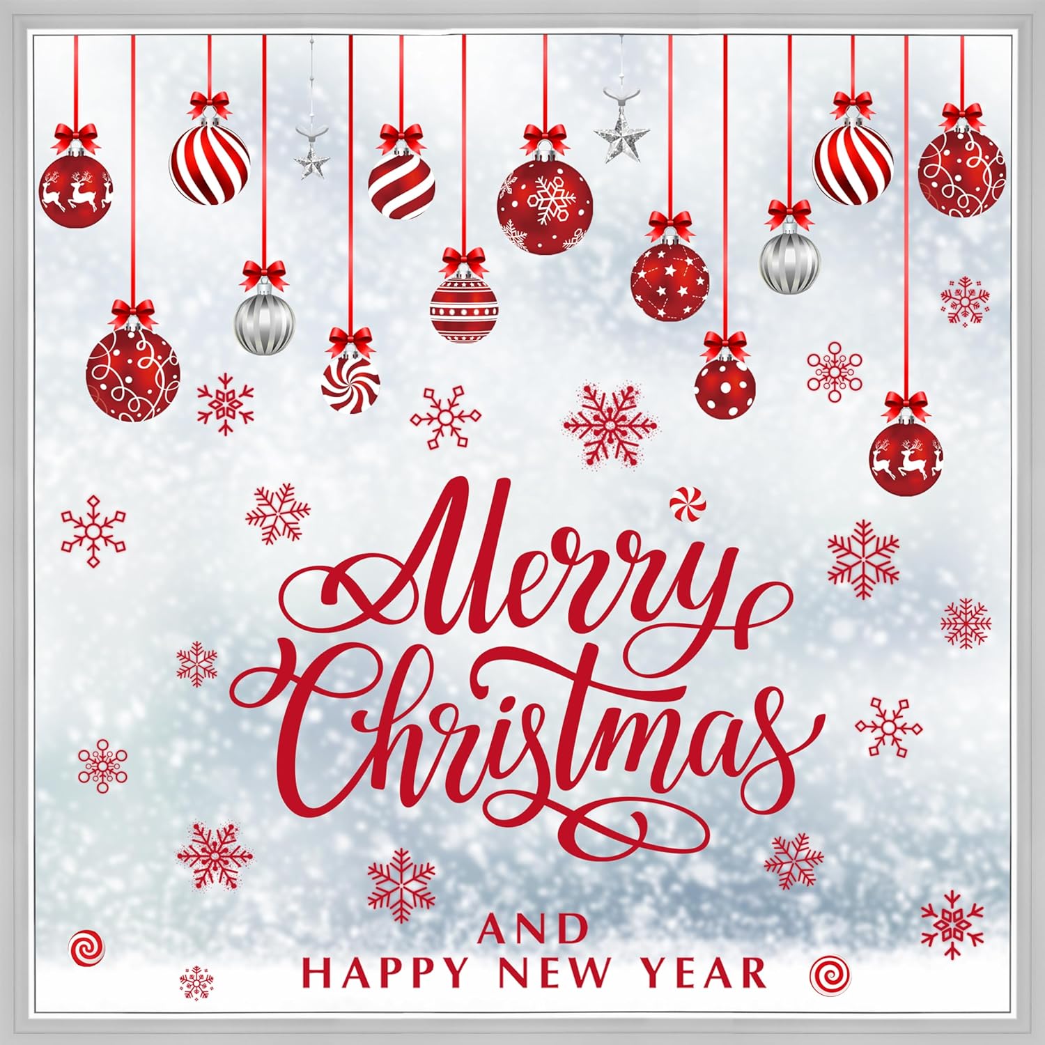 Christmas Window Clings, Merry Christmas Ball Candy Snowflake Decals Stickers, Removable Happy New Year Window Decorations for Glass Windows Xmas Holiday Home Office Decor Christmas Window Clings, Merry Christmas Ball Candy Snowflake Decals Stickers, Removable Happy New Year Window Decorations for Glass Windows Xmas Holiday Home Office Decor