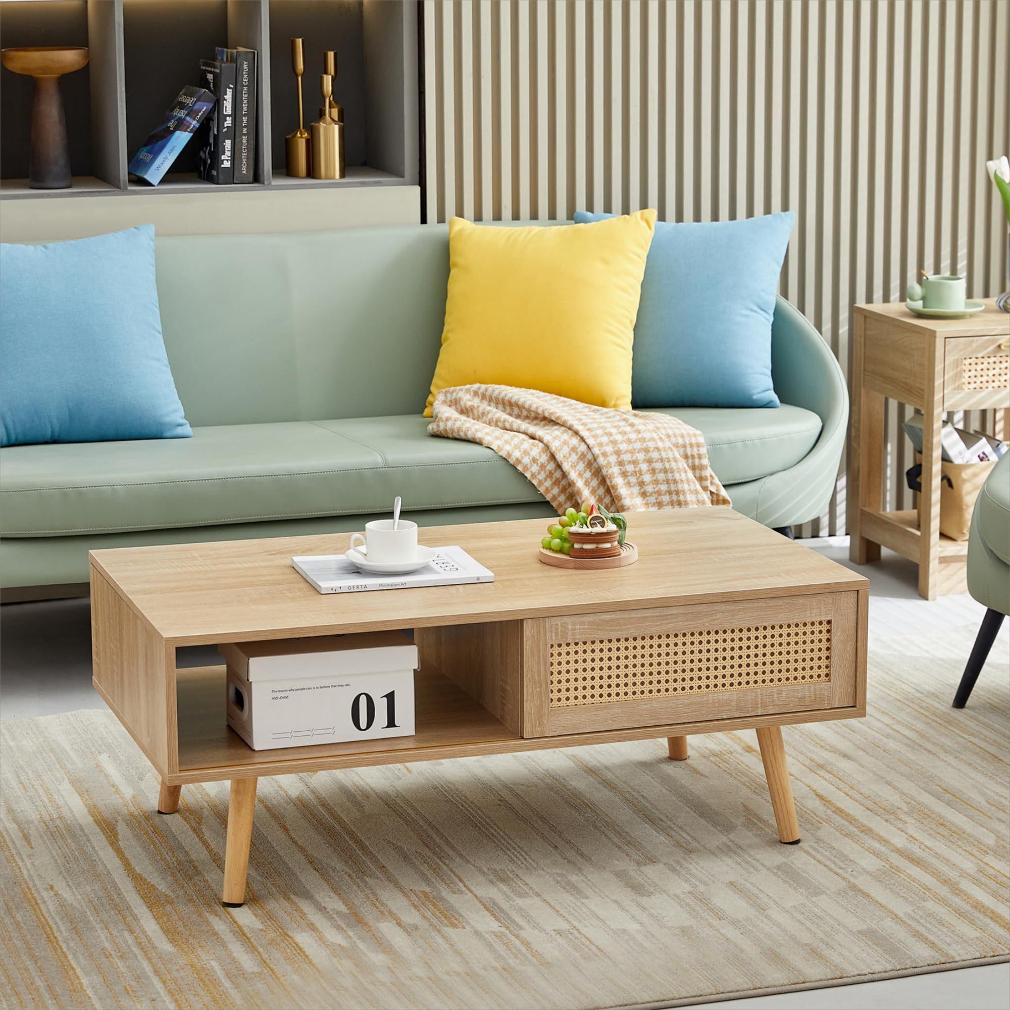 センターテーブル・ローテーブル Old Rattan Coffee Table Amazon.com: Meihua 41.3