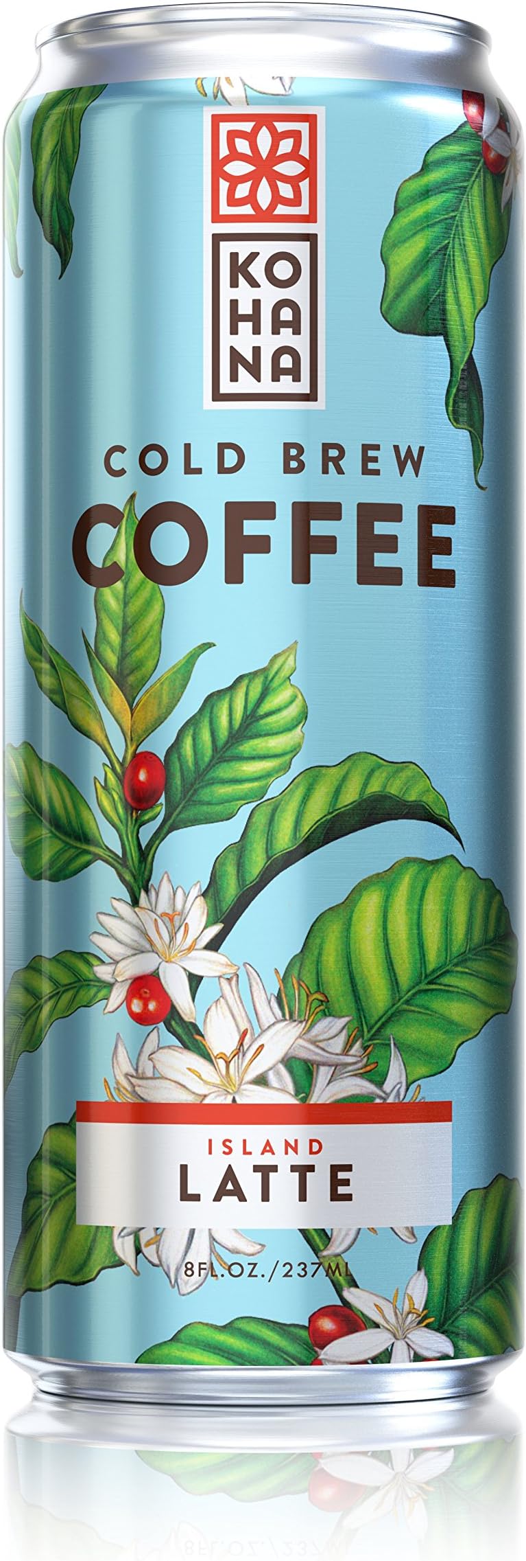 Kohana Cold Brew Coffee, Gourmet Ready To Drink Can, Island Latte, 8 Ounce, Best Flavored Coffee On The Go, Pack of 12