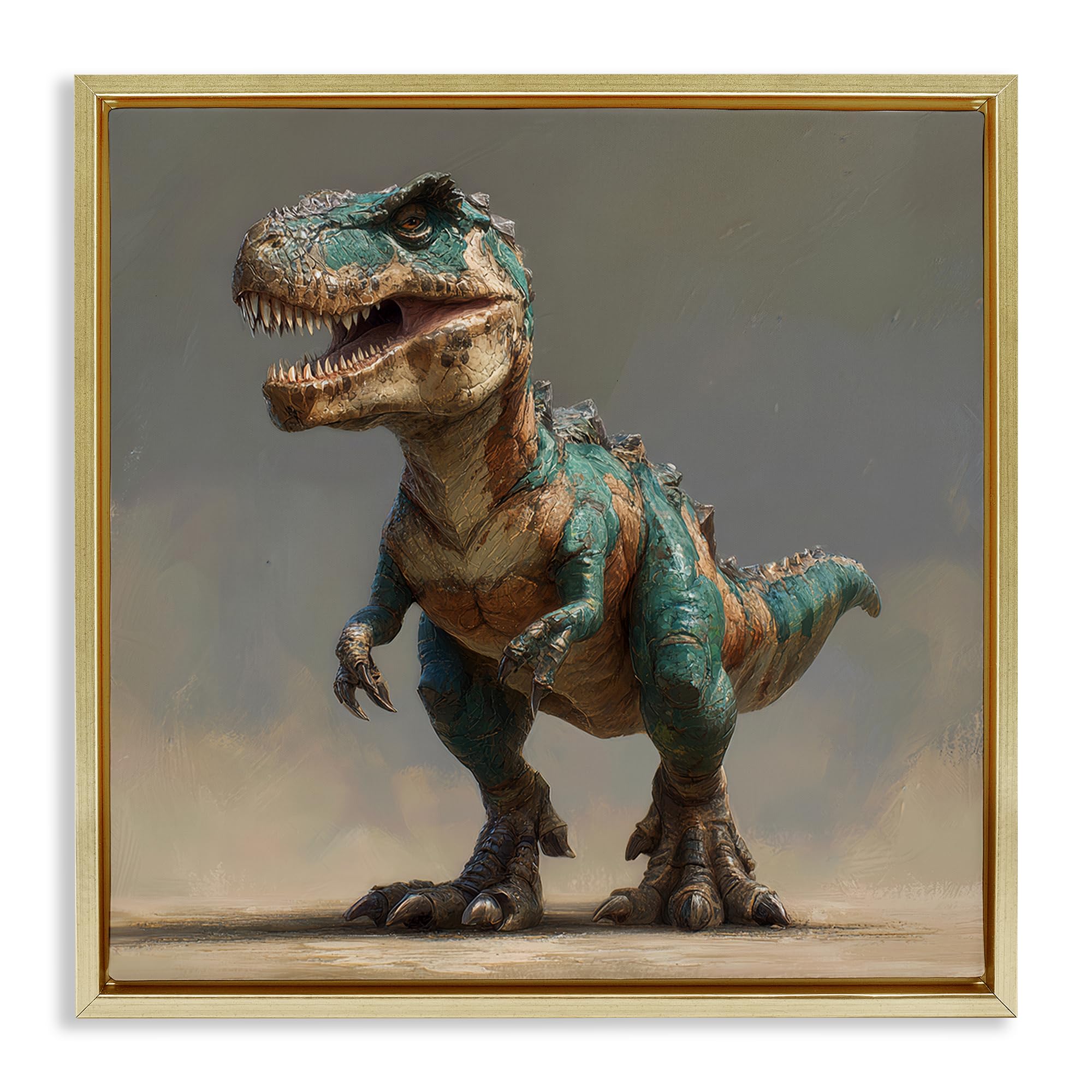 'Turquoise T-Rex Study'| Floating Frame Canvas Art