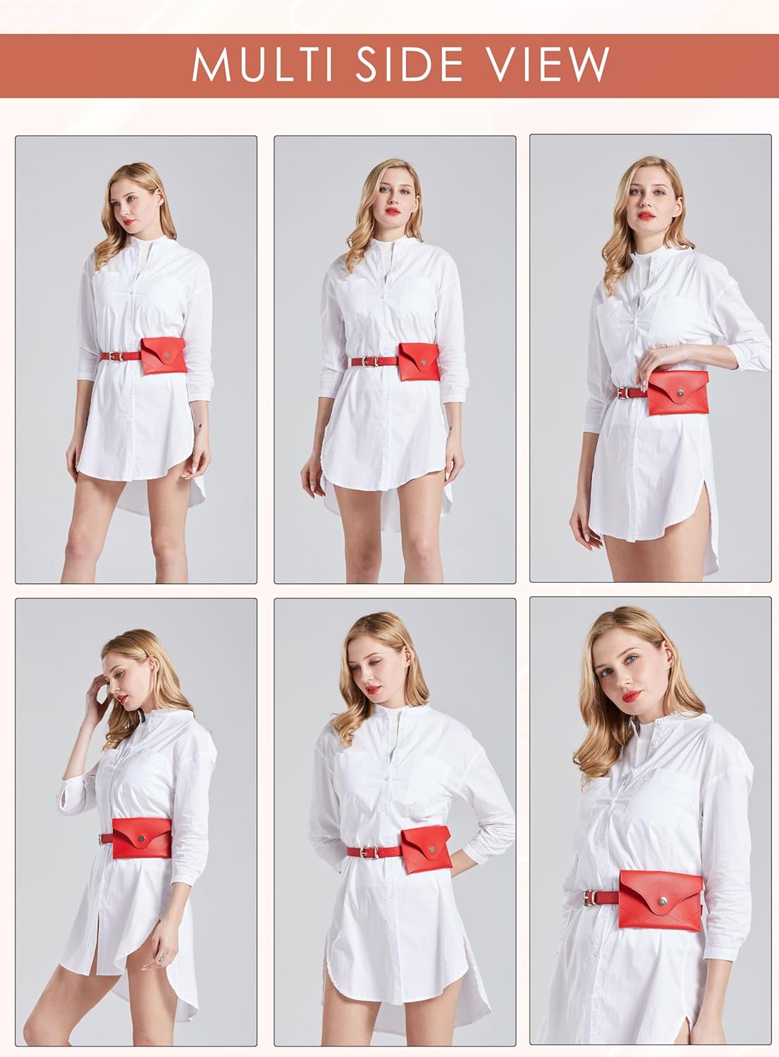 TeeYee Women Fanny pack Removable Belt with Mini Purse Waist Belt Bag with Snap Closure white - Image 8