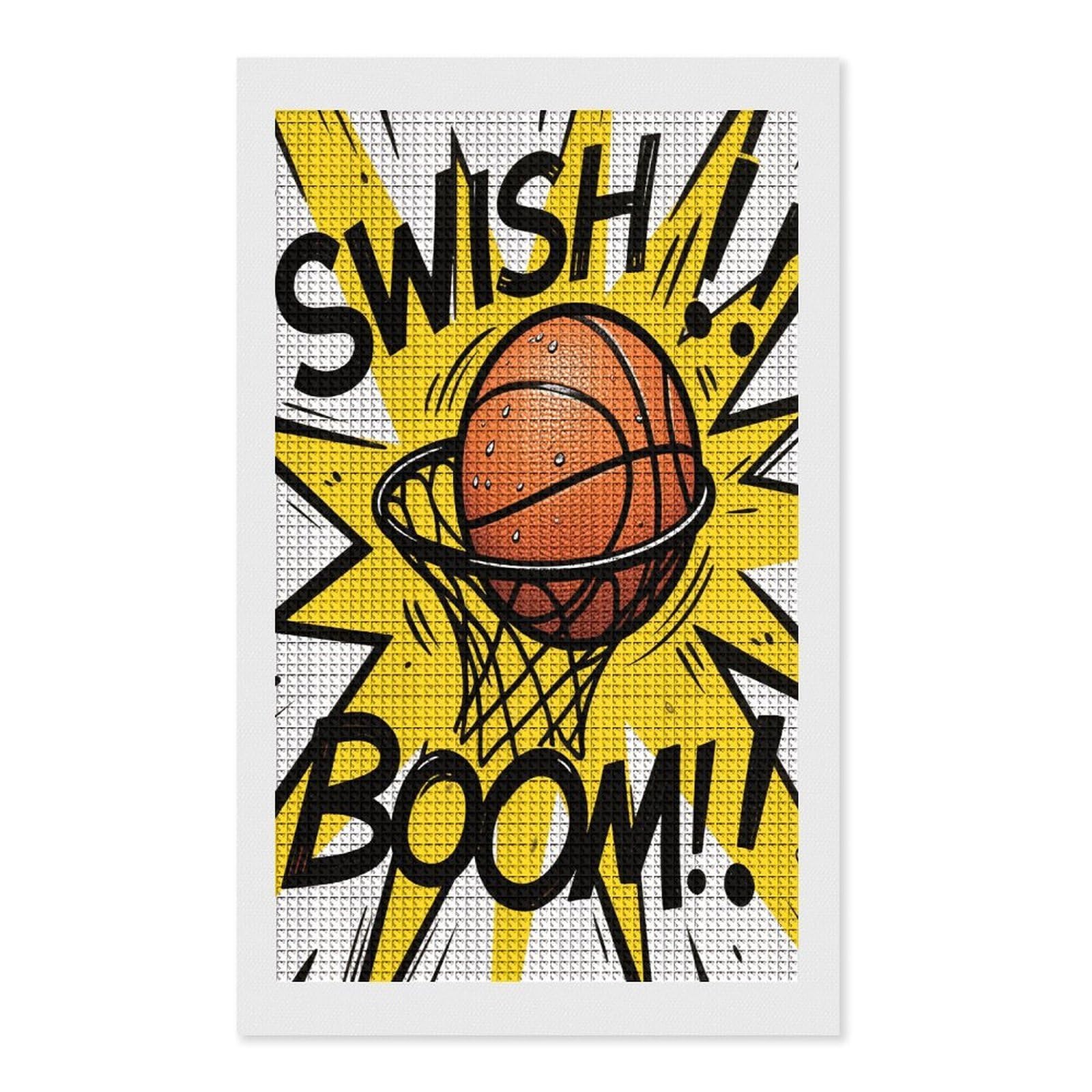 FodPand Basketball 5D Diamond Painting Kits for Adults Beginners Full Drill Square Diamond Dots Pictures Gem Art Supplies for Home Wall Room Decoration DIY Craft Set Gift 12x20