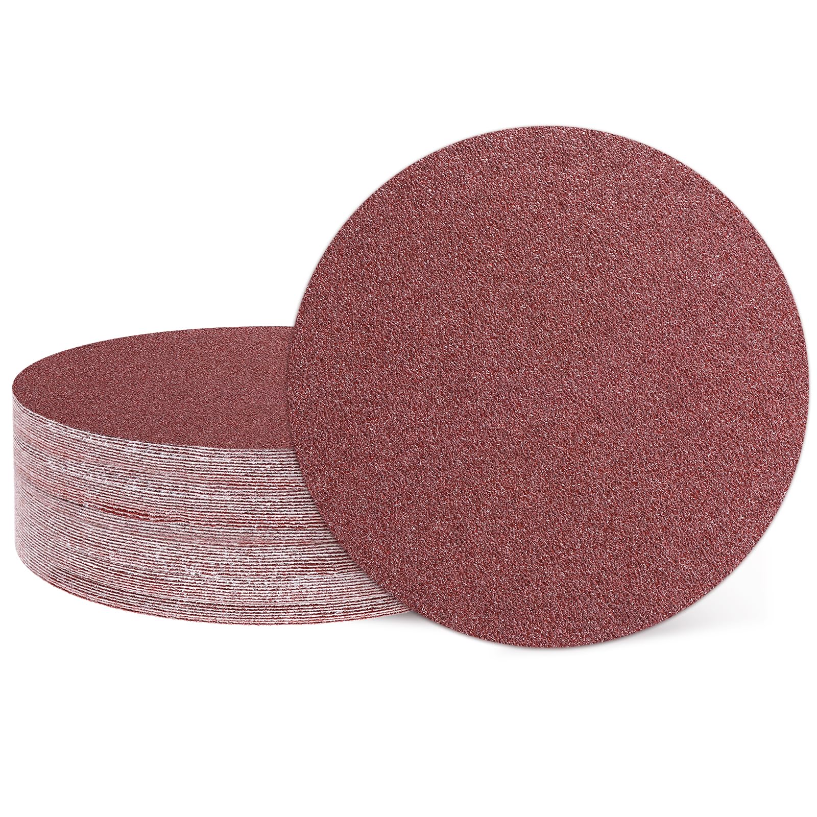 sourcing map 25 Pcs 50mm 2 Inch Sanding Discs, 40 Grit Hook and Loop Sandpaper, No-Hole Aluminum Oxide Orbital Sander Sandpaper for Woodworking Automotive Metal Polishing, Red