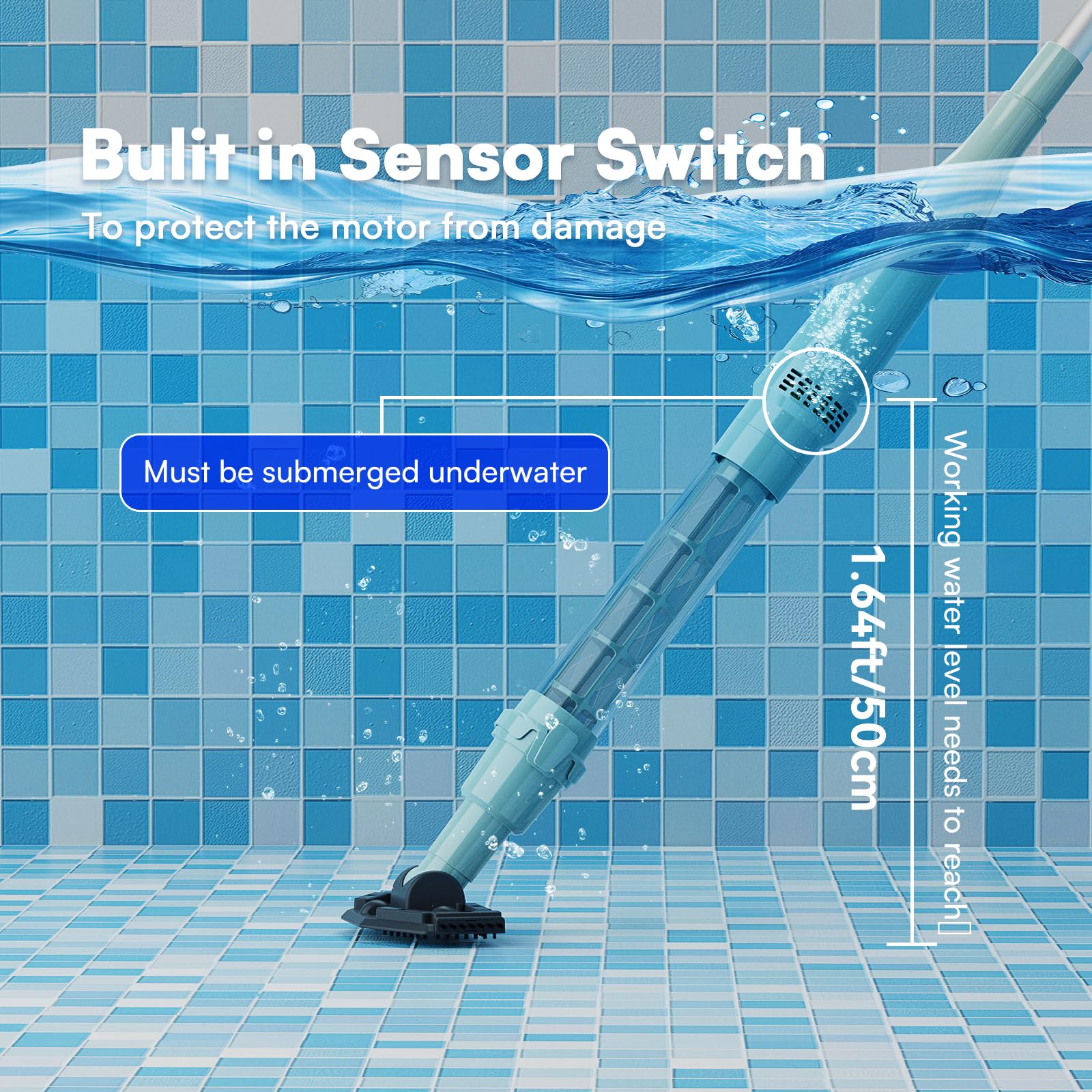 PoolMr Aspiradora de piscina de mano inalámbrica, limpiador de piscina recargable con succión de 18.5 galones/min, tiempo de funcionamiento de 60 minutos, sistema de limpieza de doble fase, ideal para