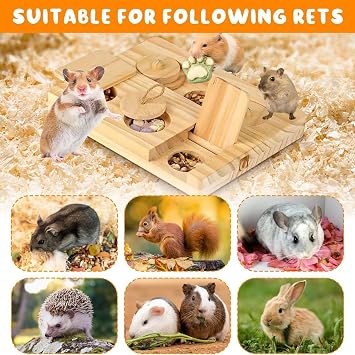 Hamster Foraging Toys Rabbit Wooden Interactive Enrichment Toys Chew Toys for Rabbit Suitable Treat Dispenser for Hamsters Squirrels Rabbits Chinchillas and Small Animals
