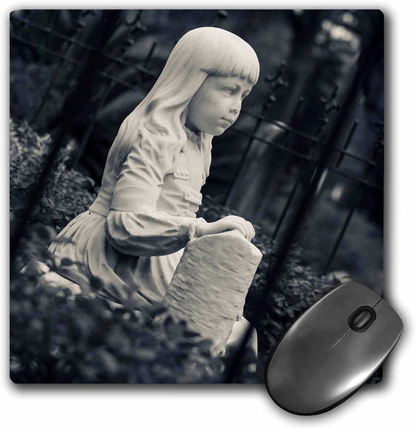 3D Rose "Georgia Savannah Bonaventure Cemetery Monument to Little Gracie" Matte Finish Mouse Pad - 8 x 8" - mp_230613_1