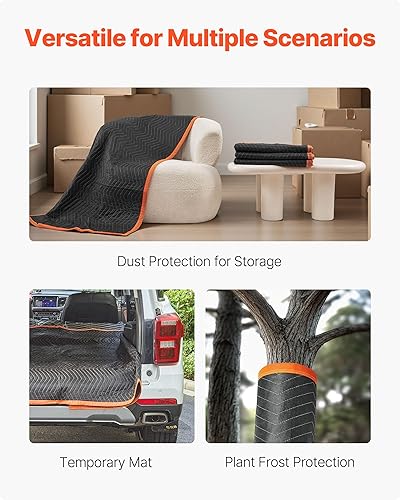 Miniatura 6 de VEVOR Mantas móviles de 6 unidades, 72 x 40 pulgadas (26 libras/dz) mantas de embalaje grandes con relleno de algodón, tela no tejida de alta