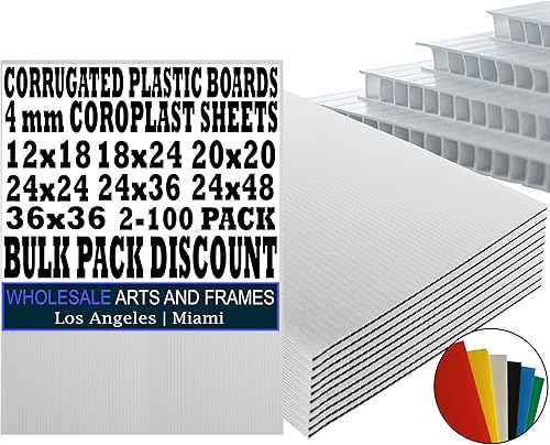 Hojas de plástico corrugado de 18x24 0.157 in paquete de 2 hojas blancas impermeables ligeras, tableros en blanco de doble cara para letreros de