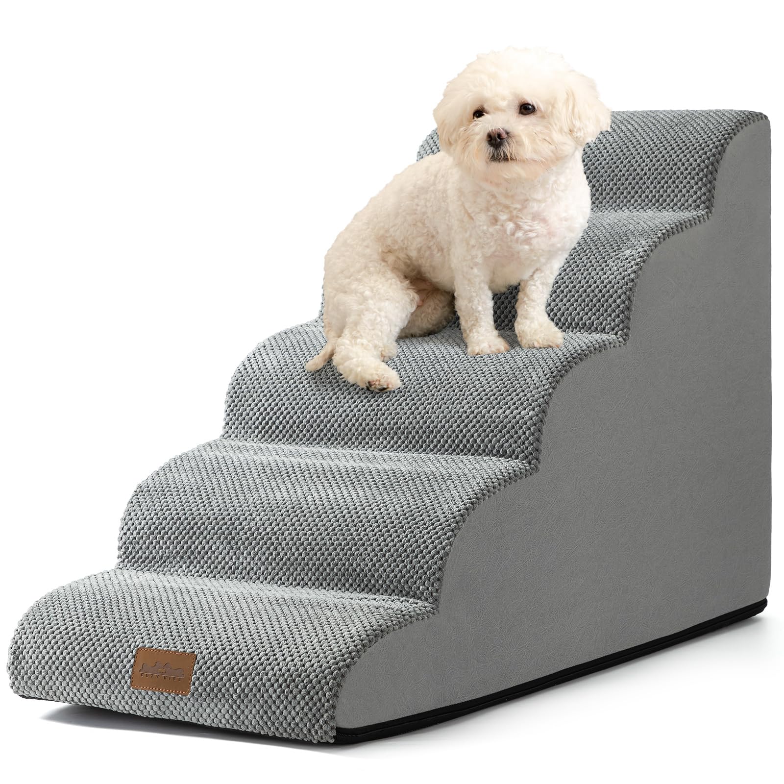 COZY KISS Dog Stairs for Small Dogs, Pet Stairs for High Beds and Couch, Pet Ramp for Small Dogs and Cats (Five Steps)