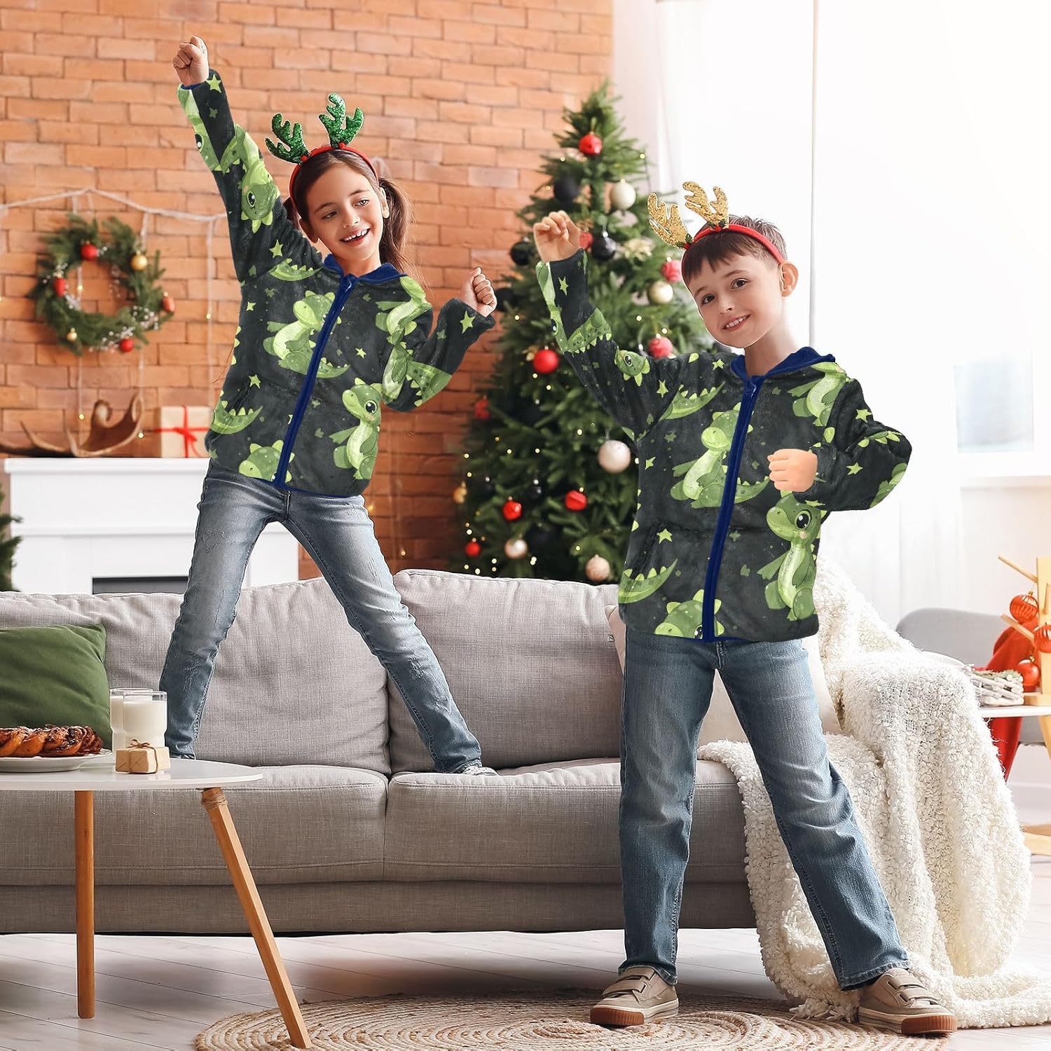 Cute Cartoon Dinosaur Green Boys Zip Sweatshirt Children Coats for Toddlers Navy Blue Baby Boys Clothes Winter 3T