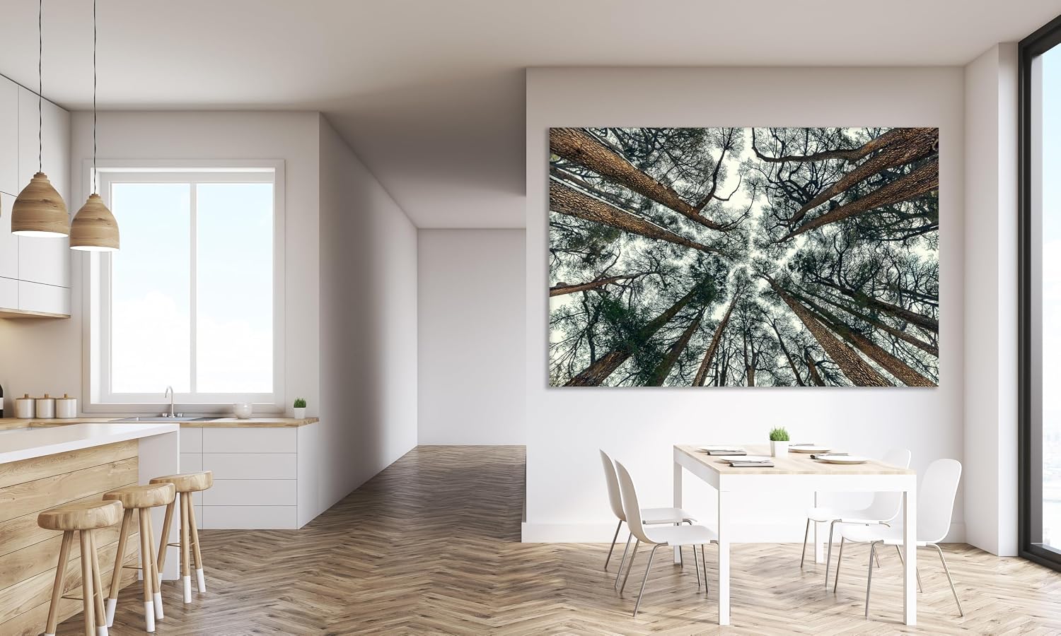 LuxeWood Nature Wall Art Prints - Ocean Forest Mountain Lake Canvas Landscapes - Small to Extra Large Living Room Bedroom Kitchen Bathroom Décor (Trees and Sky, 24L x 36W)