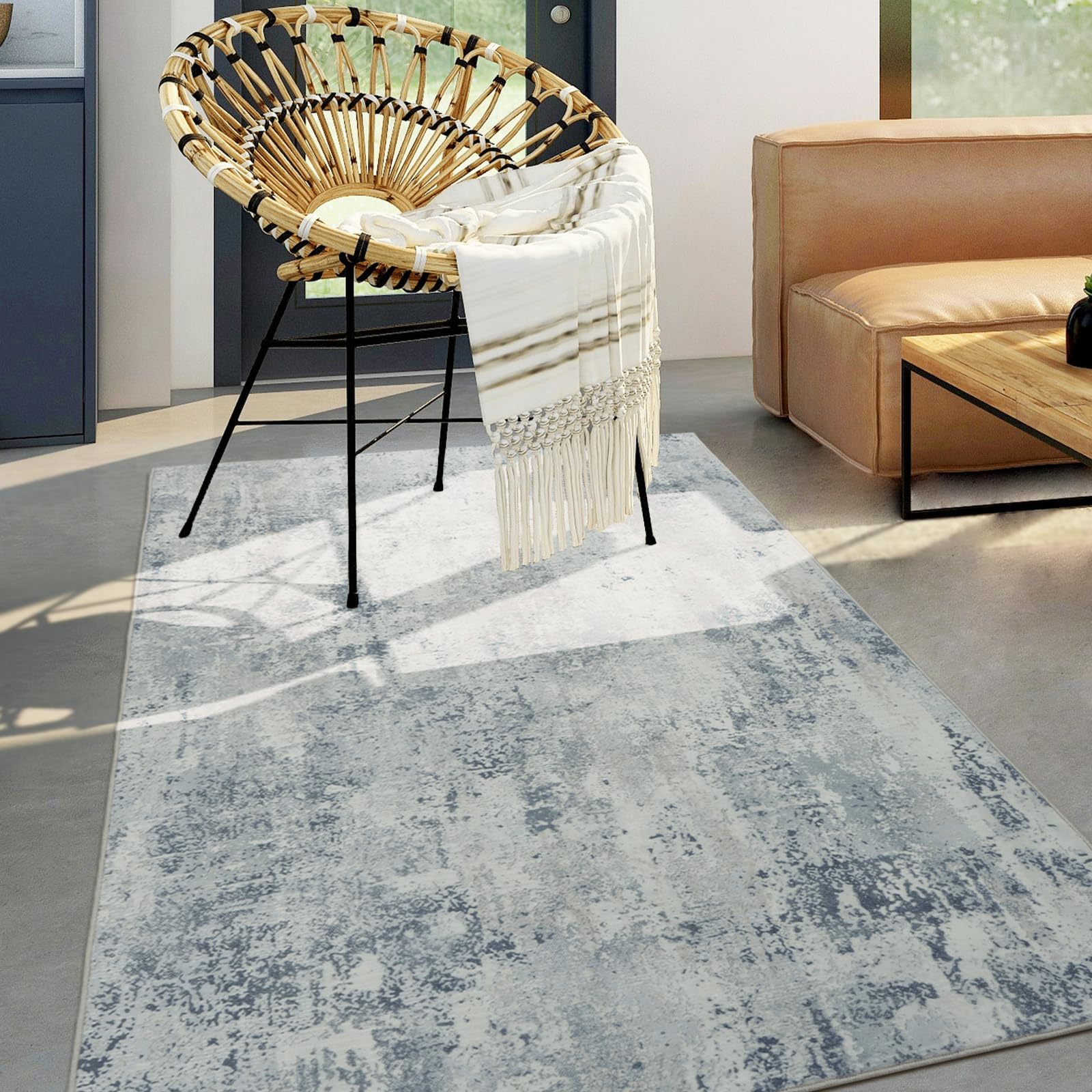 Terafeels Rugs Living Room Abstract Rug - 80 x 150 cm Modern Floor Carpet Indoor Machine Washable Short Pile Rug for Bedroom 127180