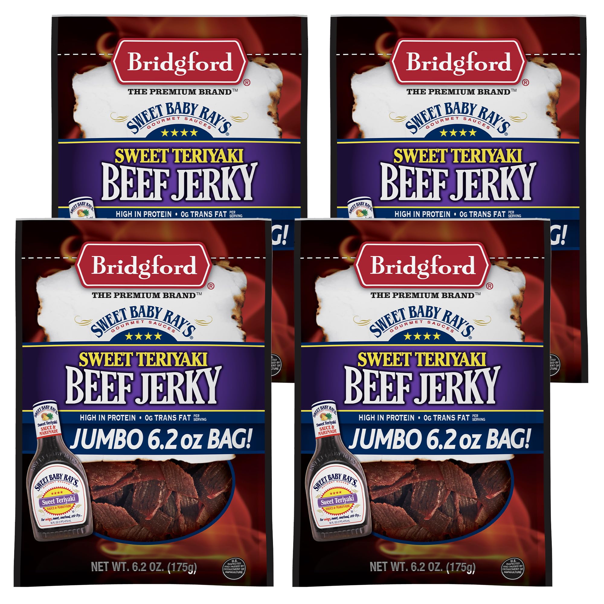 Bridgford Sweet Baby Ray's Sweet Teriyaki Beef Jerky (6.2 Ounce (Pack of 4))